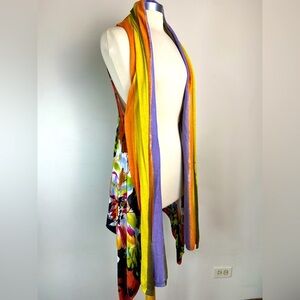 ADORE Women's Medium Sleeveless Floral Art Longline Drape Cardigan Duster Boho